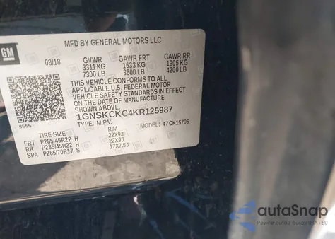 2019 Chevrolet Tahoe Premier from USA, damaged, VIN 1GNSKCKC4KR125987